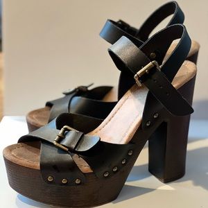 Black and Brown Candies Platform Sandals